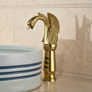 Copper Gold Finish Basin Tap Dual Handle Deck Mount