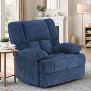 Oversized Recliner Wide Rocker Chair with Adjustable Backrest; footrest,