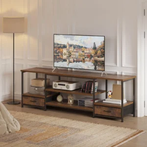 JHK 63IN Wooden Tv Stand For Up To 75 Inch TV 2 Shelf Storage