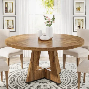 Round Dining Table for 4, 47 Inch