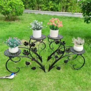 Set Of 2 Iron Heart Shaped Flower Racks,