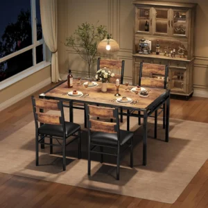 Retro Brown Wood Kitchen Table for 4