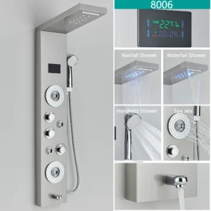 LED Rainfall Water Mixer Massage SPA Temperature Screen