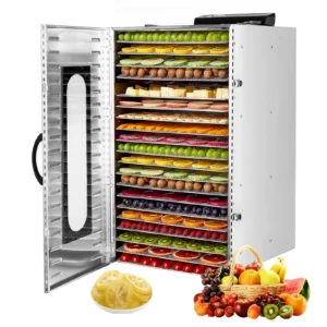 Lg. Dehydrator 110V 1500W Stainless Steel 20 Trays Touch Control LED Display 24H Timer Dryer