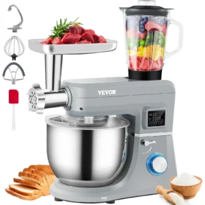 5 IN 1 Stand Mixer 6 Speeds LCD Screen Timing 7.4 Qt Stainless Bowl Dough Hook