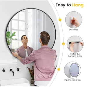 Round Mirror 18/20/24/30/32/36 Inch, Metal Frame Wall Mirror