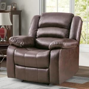 ANJ Recliner Chair, Breathable PU Leather Extra Wide Manual with Overstuffed back