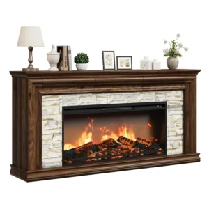 70" Fireplace TV Stand Up to 80" TVs, 42" Modern Electric Fireplace with Mantel,