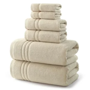6 Piece Luxury Bath cotton Towels ,  Premium Beige Towels